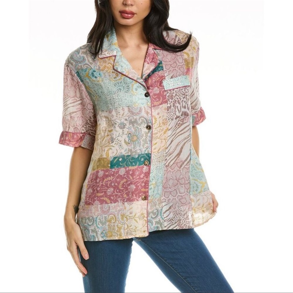 NWT Johnny Was Marseille Garden Resort Linen Shirt